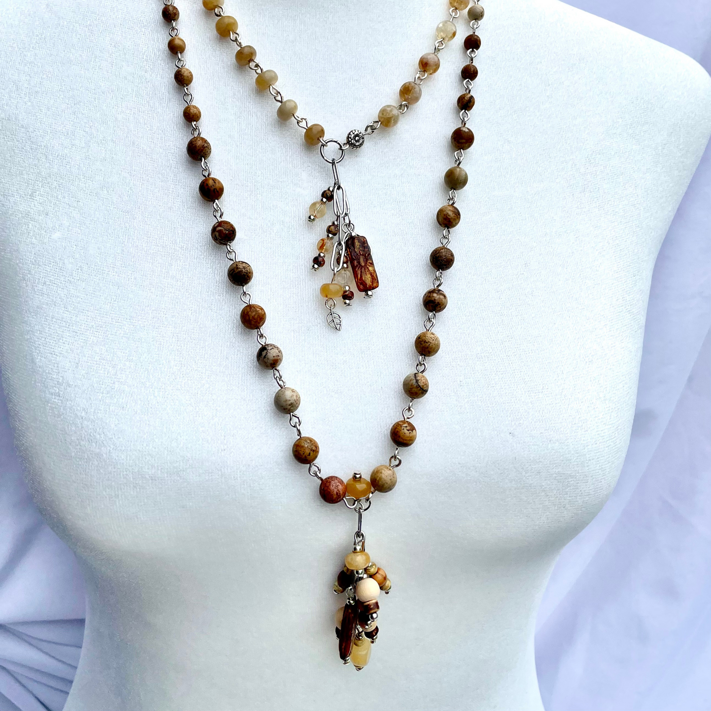 Sunlit Harmony Necklace: Citrine and Picasso Bead Charm