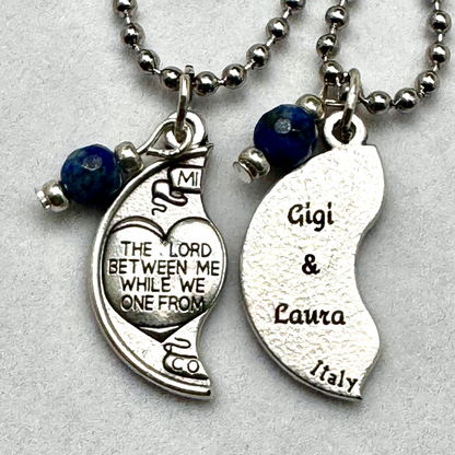 Custom Gift: Mizpah Blessing Necklace Set, Travel Gift, Couples long distance, best Friends gift,  Blessing,  watch between me and thee