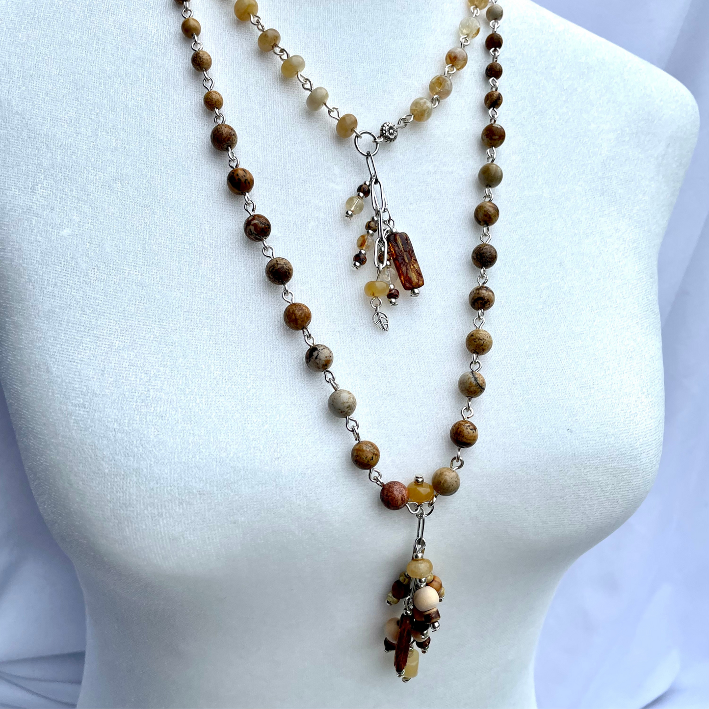 Sunlit Harmony Necklace: Citrine and Picasso Bead Charm