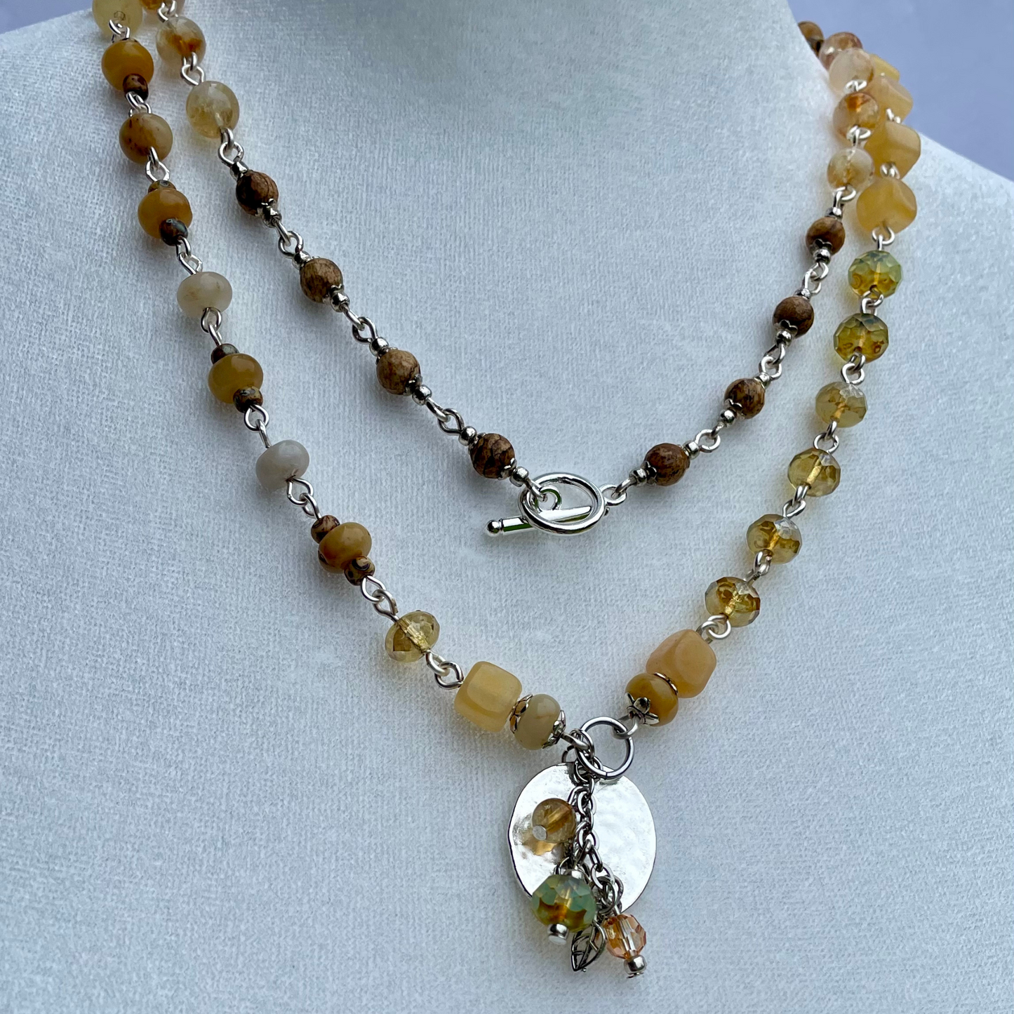 Golden Earth Necklace: Citrine, Picasso Glass, and Picture Jasper