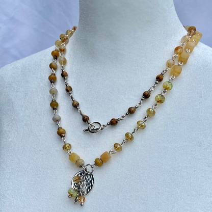 Golden Earth Necklace: Citrine, Picasso Glass, and Picture Jasper