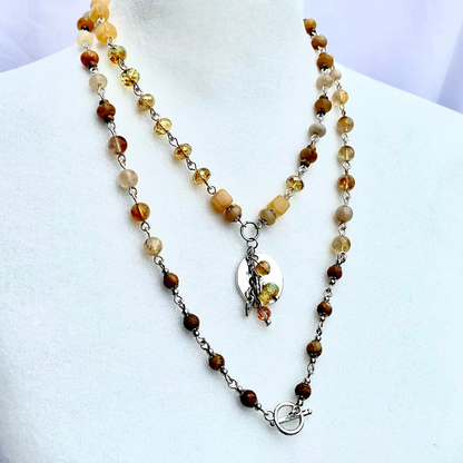 Golden Earth Necklace: Citrine, Picasso Glass, and Picture Jasper