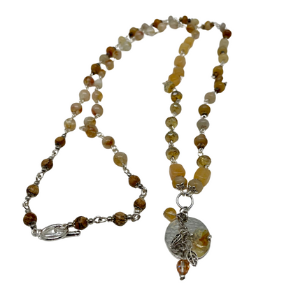 Golden Earth Necklace: Citrine, Picasso Glass, and Picture Jasper