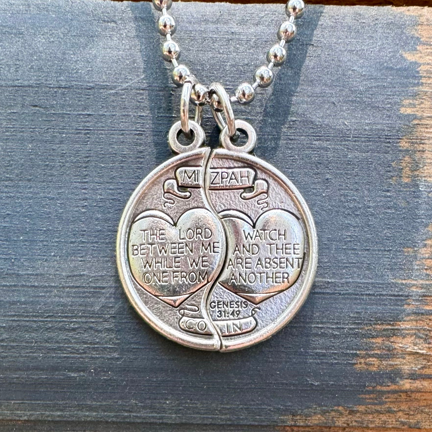 Custom Gift: Mizpah Blessing Necklace Set, Travel Gift, Couples long distance, best Friends gift,  Blessing,  watch between me and thee