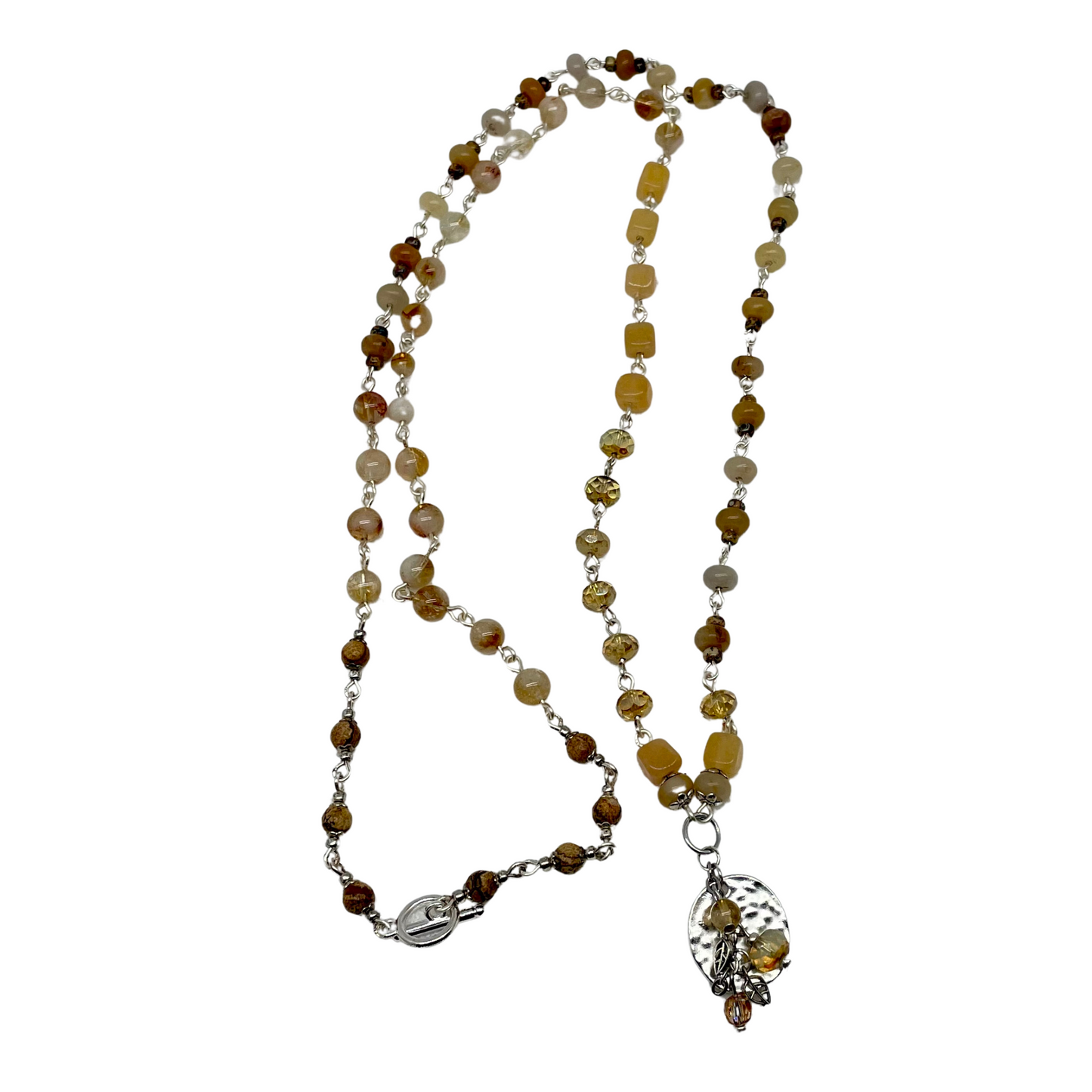 Golden Earth Necklace: Citrine, Picasso Glass, and Picture Jasper